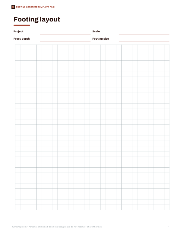 Preview of Printable Footing Layout Grid